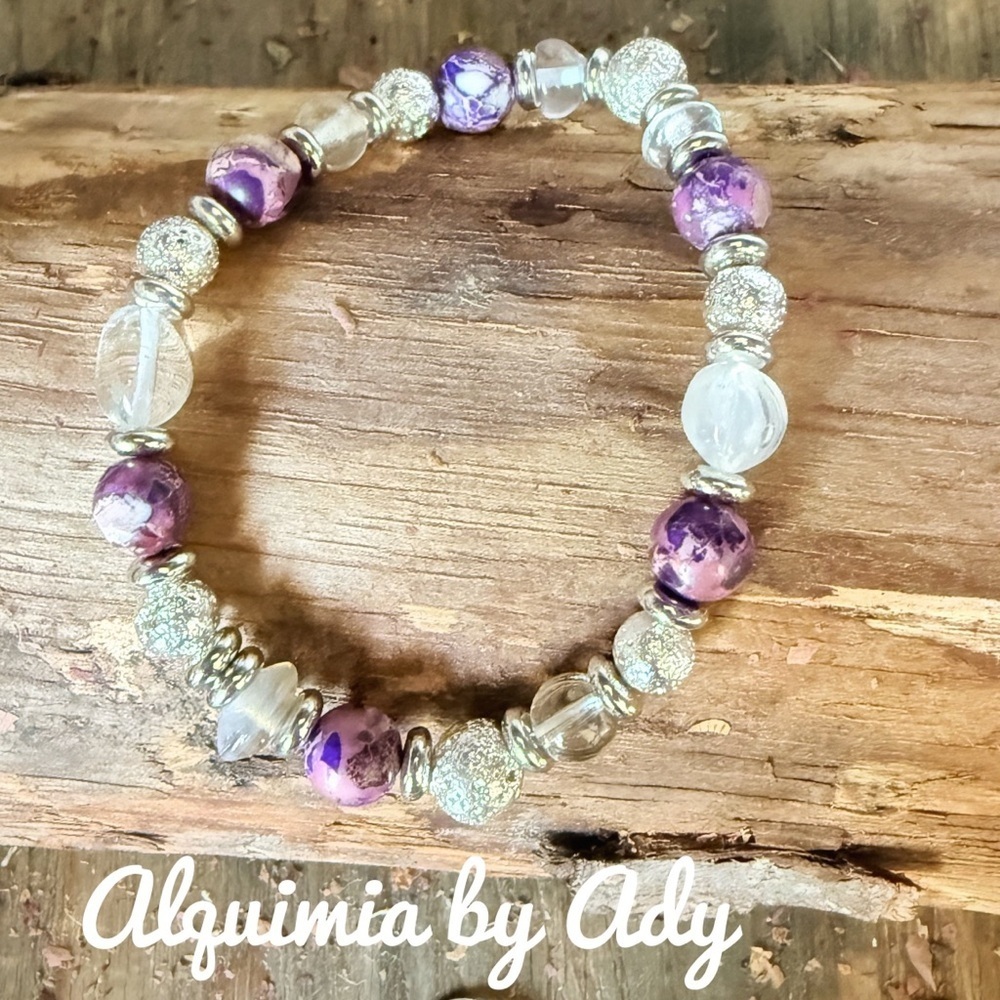 SUMER EARTHY + Purple turquoise lava and quartz bracelet